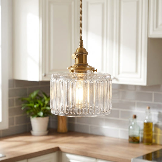 Lucent Vintage Adjustable Fluted Glass Pendant Light