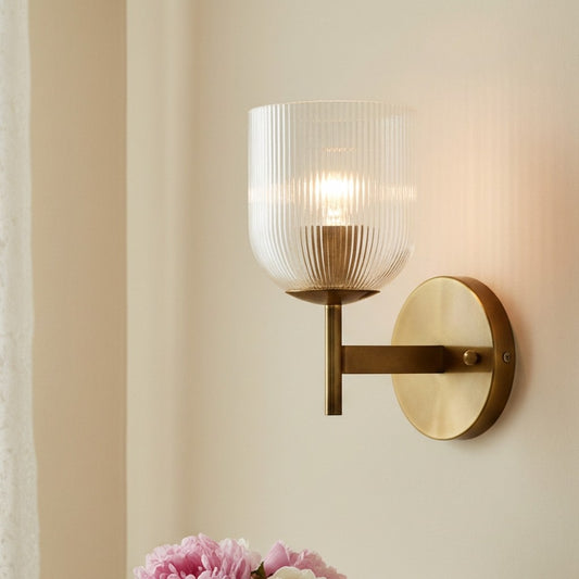 Modern Farmhouse Cooper Ribbed Glass Wall Sconce for Bathroom