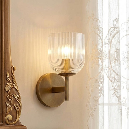 Modern Farmhouse Cooper Ribbed Glass Wall Sconce for Bathroom