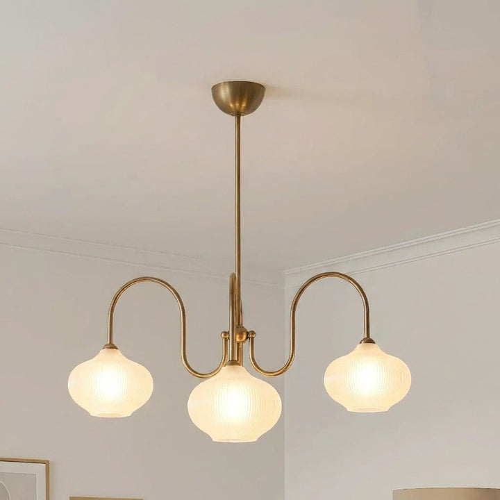 Sorrel  Modern 3-Light Swan Curve Glass Chandelier