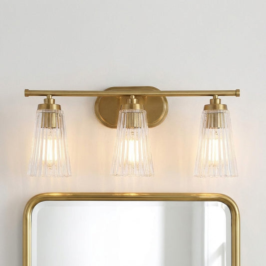 Minimalist 3-Light Ribbed Glass Dimmable Wall Light