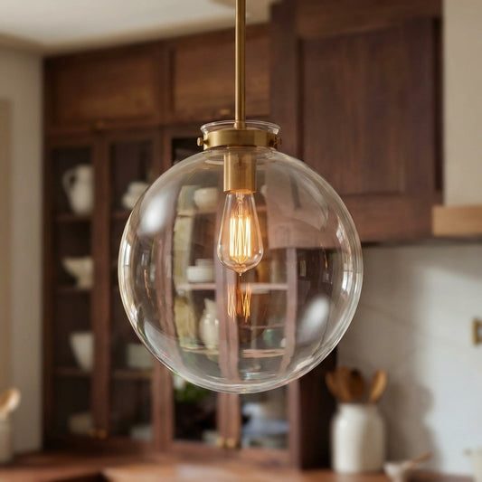 Modern Brass Clear Glass Pendant Light