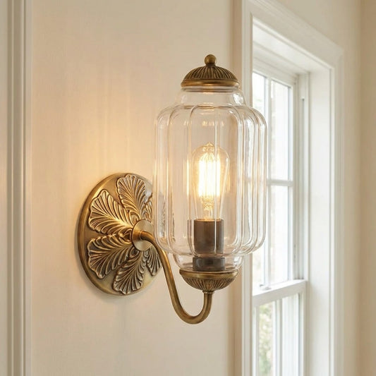 Eloise Vintage Scalloped Cream Glass Oiled Brass Wall Sconce