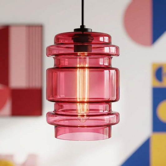 Modern Colorful Cylindrical Glass Pendant Light