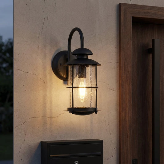 Craig Modern Industrial Glass Lantern Wall Light