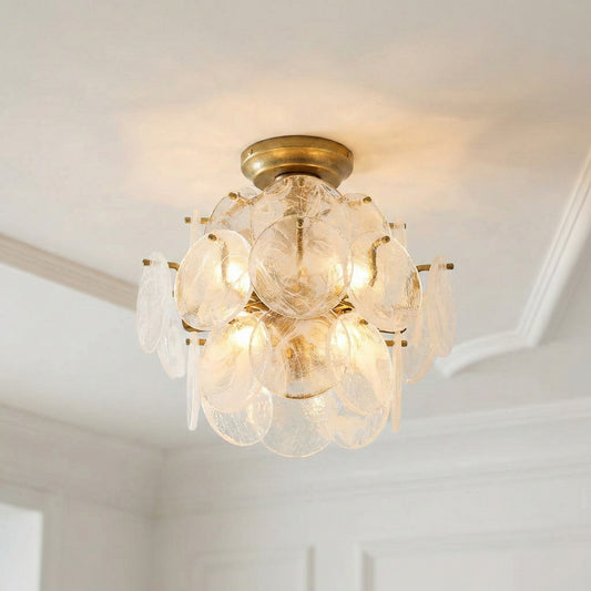 Elodie Modern Luxury Disc Round Glass Ceiling Light