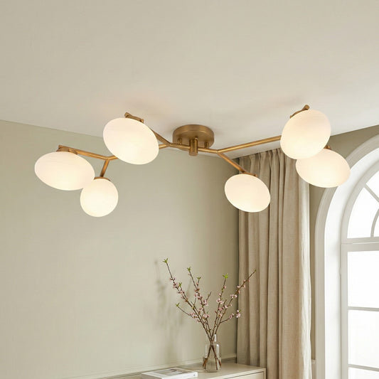 Clees Modern 6 Light Branch Frosted Glass Linear Ceiling Light