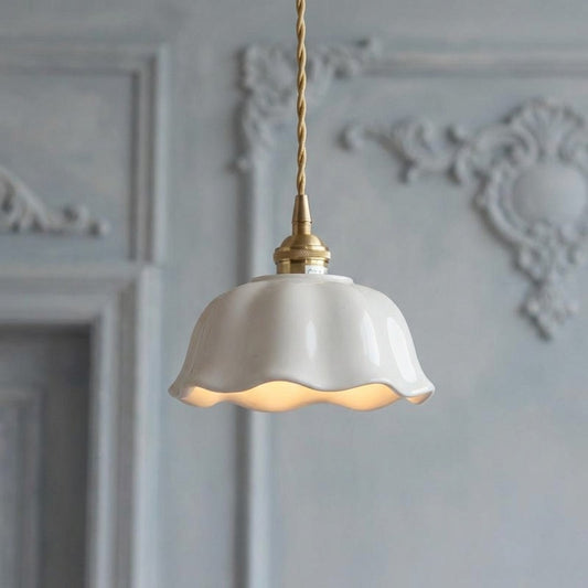 Flower Ceramic Brass Pendant Light - 108PL
