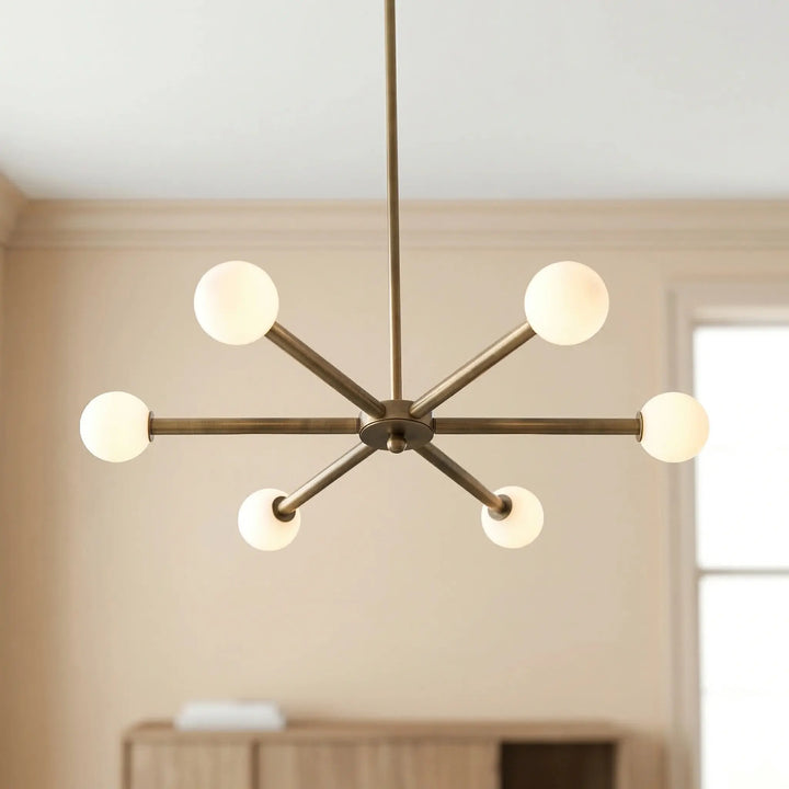 Preslynn Modern Radial Globe Opal Glass 6-Light Chandelier