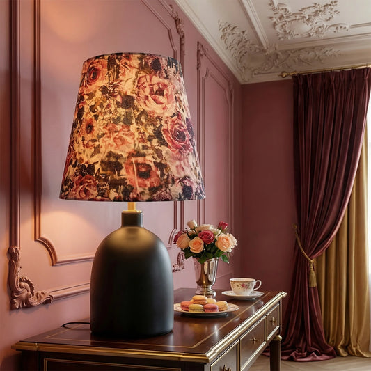 Decorative Art Print Ceramic and Fabric Table Light