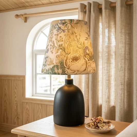 Decorative Art Print Ceramic and Fabric Table Light