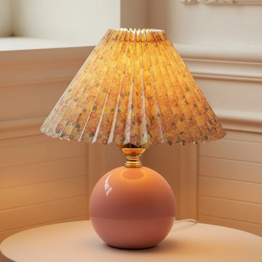 Retro Floral Ceramic and Fabric Table Light