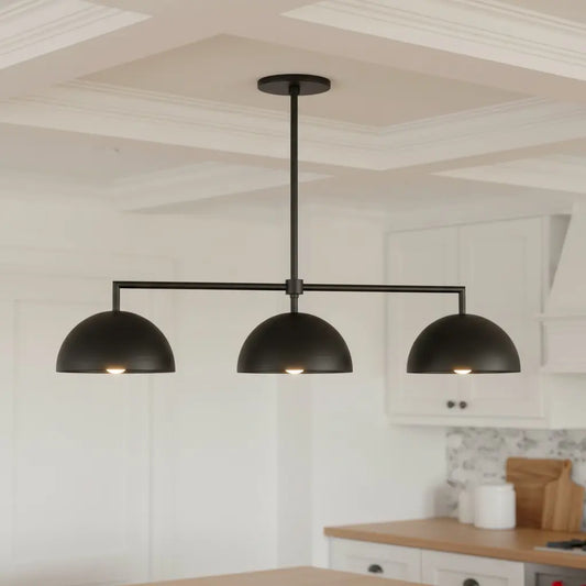 Brice Modern Linear Metal Three Dome Chandelier