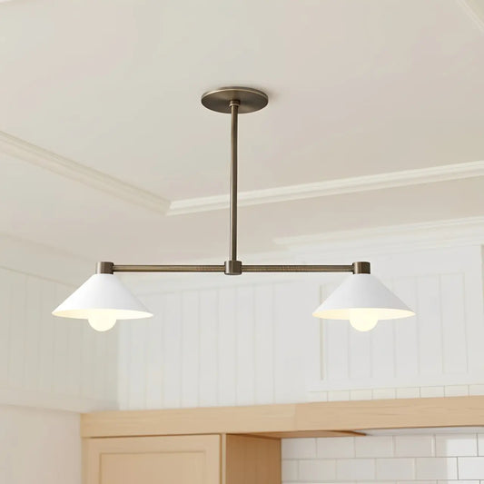 Mila Modern Dual-Pyramid Linear Metal Chandelier