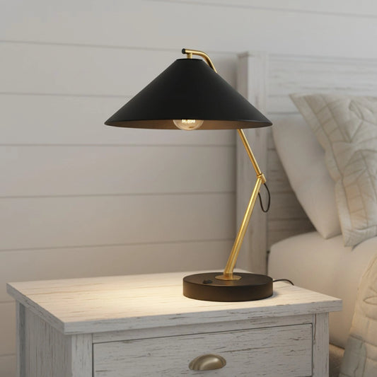 Modern Metal Black and Gold USB Desk Lamp