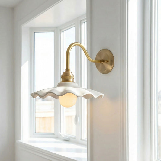 Georgia Modern Gooseneck Style Ceramic Wall Sconce