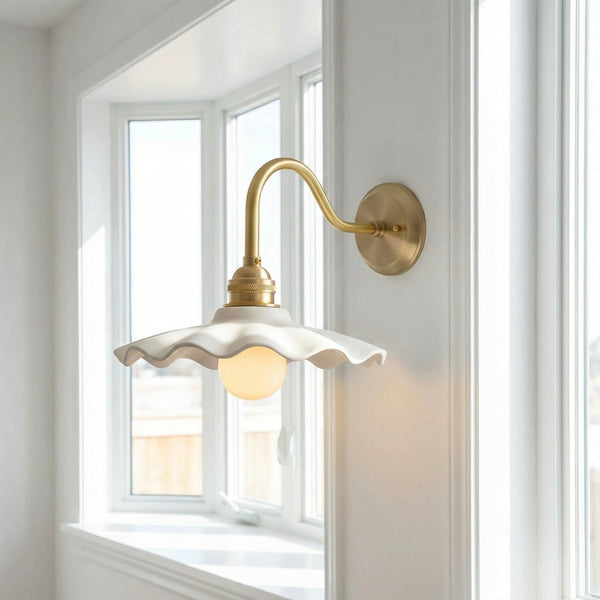 Georgia Modern Gooseneck Style Ceramic Wall Sconce