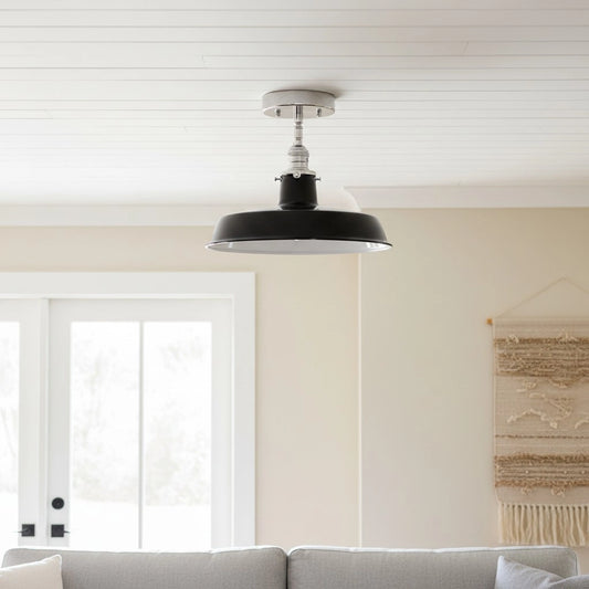Luna Industrial Dome Enamel Metal Ceiling Light