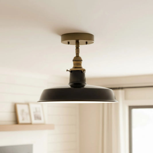 Luna Industrial Dome Enamel Metal Ceiling Light