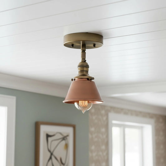 Luna Industrial Tapered Copper Ceiling Light