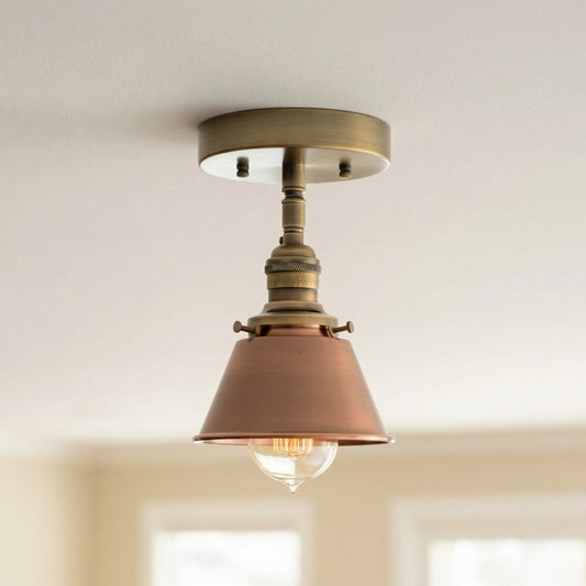 Luna Industrial Tapered Copper Ceiling Light