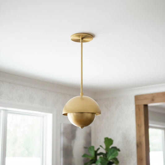 Luna Minimalist Spherical Dome Brass Pendant Light