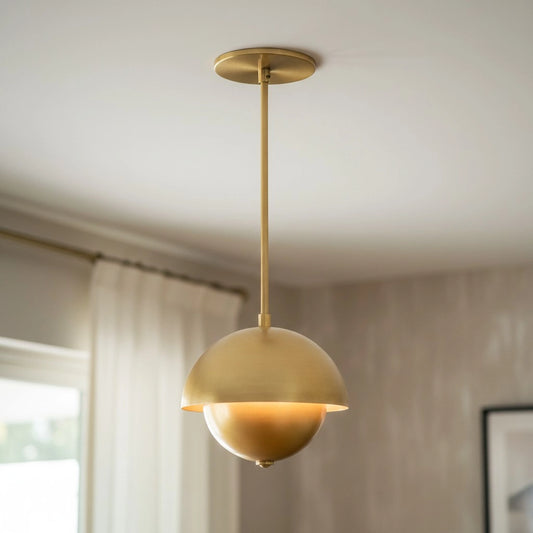 Luna Minimalist Spherical Dome Brass Pendant Light