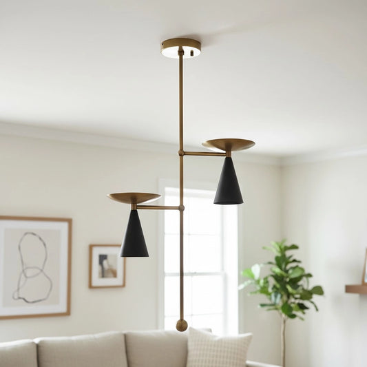 Luna Modern Asymmetrical Cone Brass Chandelier