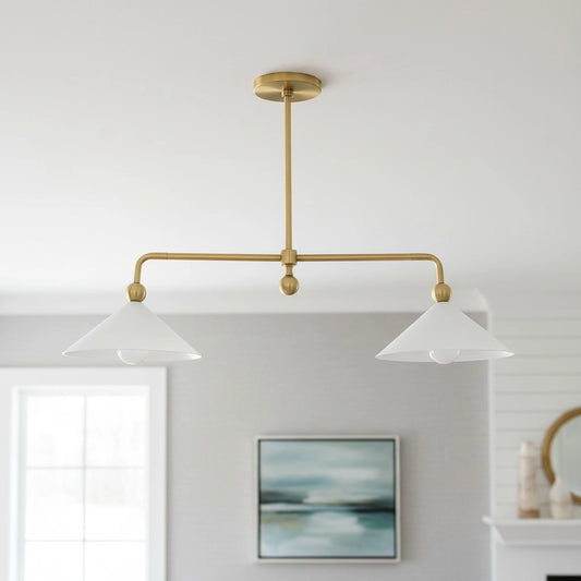 Mila Modern Linear Cone Brass Chandelier