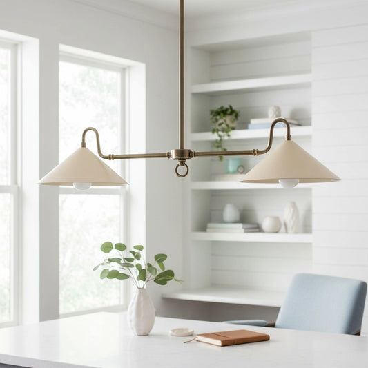 Mila Farmhouse Dual-Arm Brass Chandelier