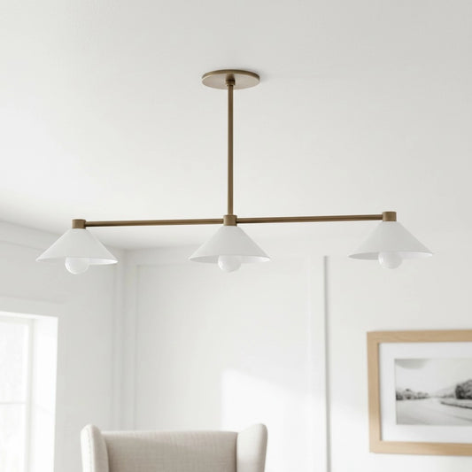 Mila Modern Tri-Flush Bronze Linear Metal Chandelier