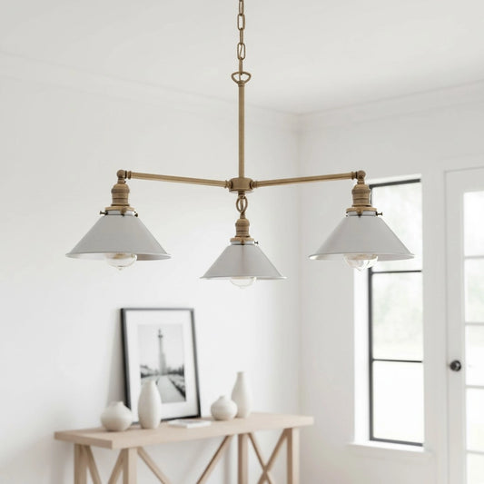 Mila Industrial Tri-Flare Galvanized Metal Chandelier