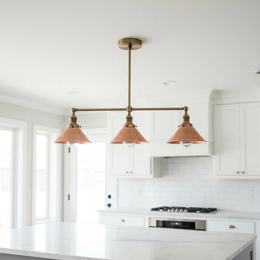 Mila Industrial Tri-Point Metal Copper Chandelier