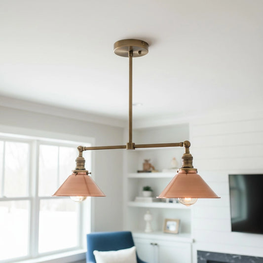 Mila Retro Symmetrical Flared Aged Brass Chandelier