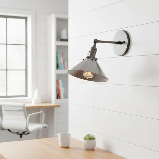 Mila Industrial Flared Cone Dark Metal Wall Light