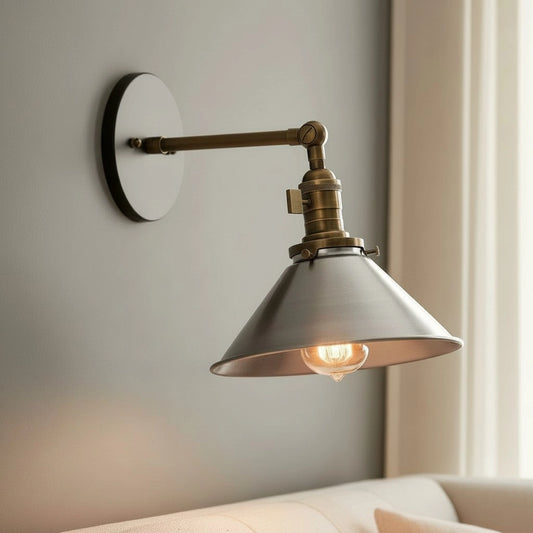 Mila Industrial Flared Cone Dark Metal Wall Light