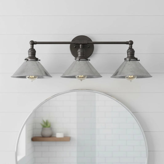 Mila Vintage Tri Head Brushed Steel Wall Light