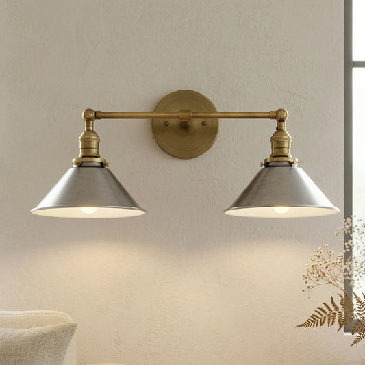 Mila Retro Symmetrical Flared Aged Brass Wall Light