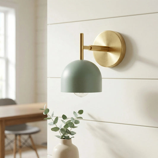 Metio Minimalist Single Head Sage Metal Wall Light
