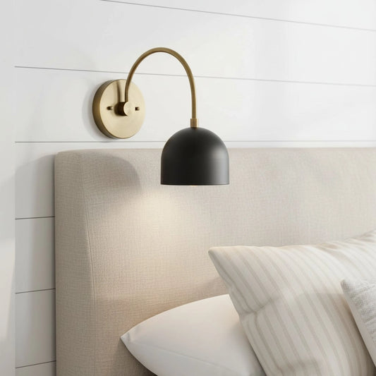 Metio Minimalist Curved Arm Bowl Metal Wall Light