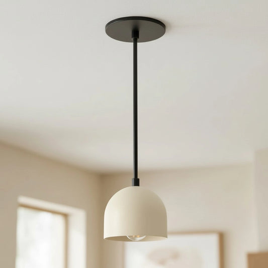 Metio Minimalist Slender Stem Dome Metal Pendant Light