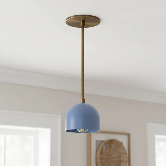 Metio Modern Slim Rod Dome Metal Pendant Light