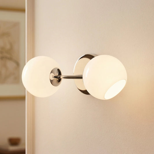 Avery Modern 2-Light Sculptural Globe Milky Glass Wall Sconce