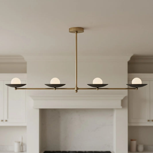 Omiyah Modern Linear Four Globe Metal Semi Chandelier