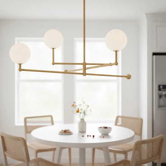 Zaydi Modern Radial Three Globe Metal Chandelier