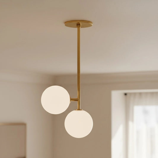 Yasmeen Modern Asymmetrical Double Ball Metal Chandelier