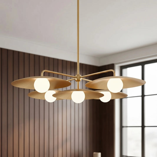 Vinaya Modern Curved Arm Multi Disc Metal Chandelier