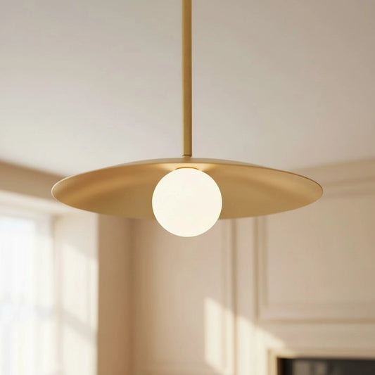 Tristan Minimalist Single Saucer Globe Metal Pendant Light