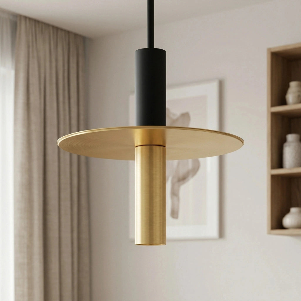 Erykah Modern Stacked Tube Disc Brass Pendant Light – Merge Lighting