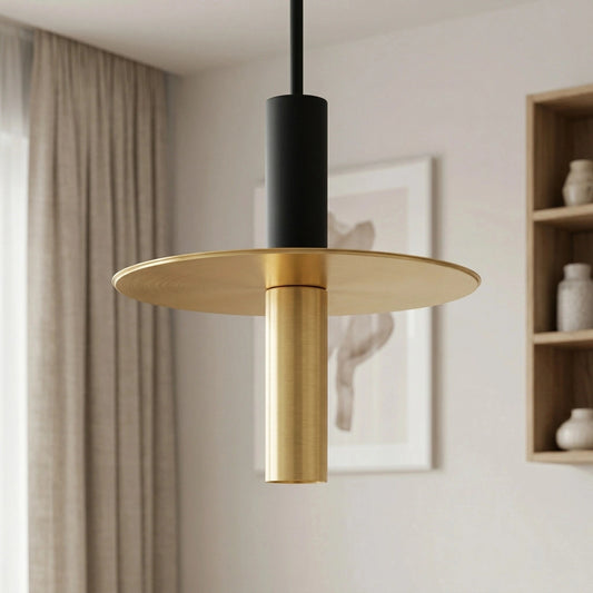 Erykah Modern Stacked Tube Disc Brass Pendant Light